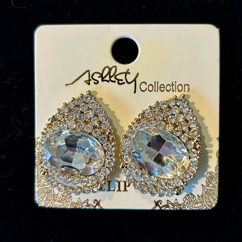 Esley Collection Crystal Teardrop Earrings